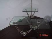 Modern rotating glass coffee table with Side Table