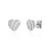 Radiant Stone Set Heart Stud Earrings